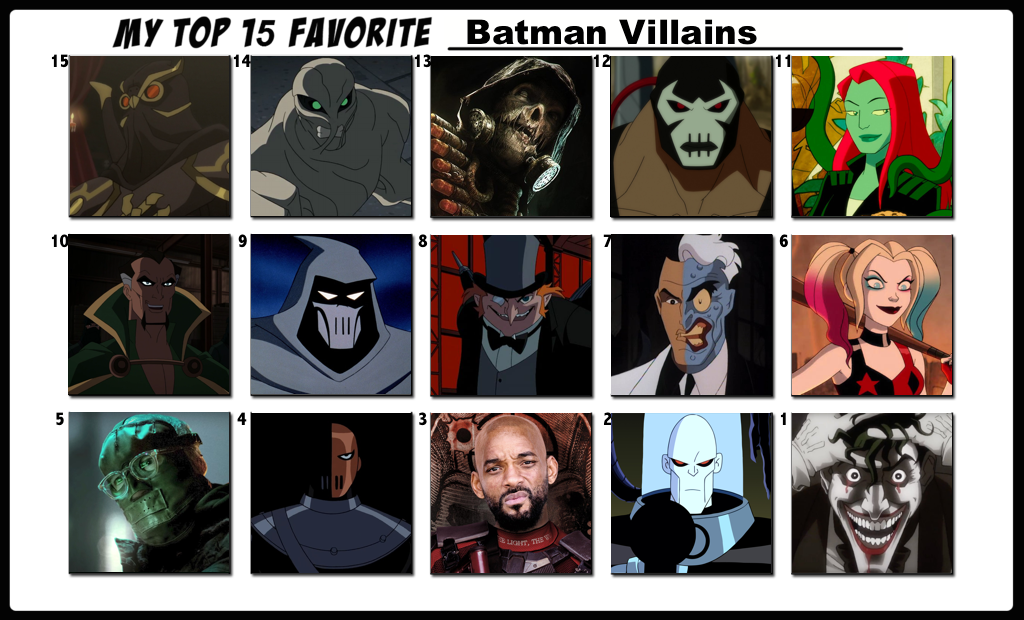 Top 15 Favorite Batman Villains by FlameKnight219 on DeviantArt