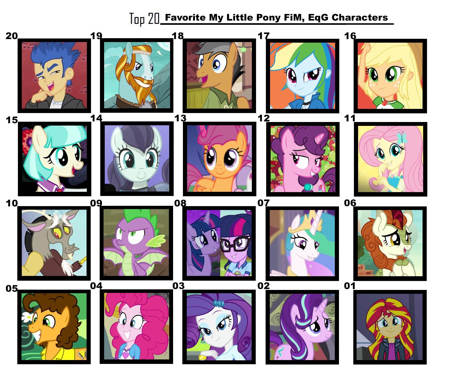 Børns dag antenne Belønning Top 20 Favorite My Little Pony FiM, EqG Characters by FlameKnight219 on  DeviantArt