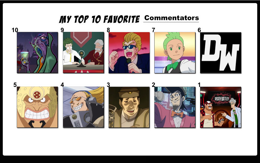 Top 10 Favorite Commentators by FlameKnight219 on DeviantArt