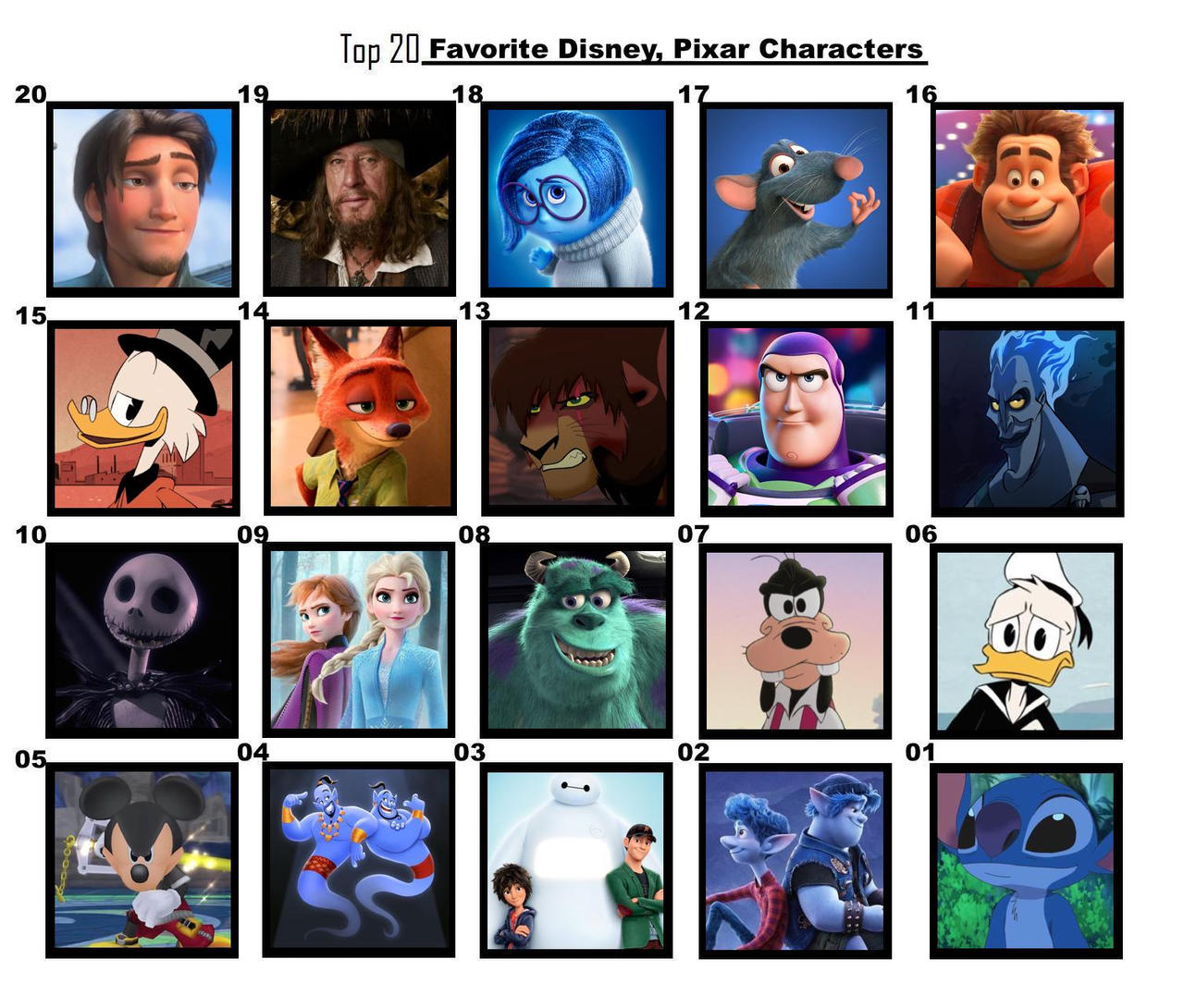 Top 20 Favorite Disney, Pixar Characters by FlameKnight219 on DeviantArt