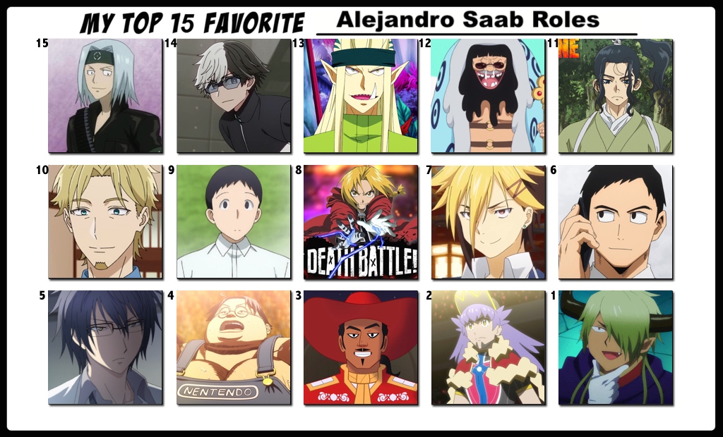 Top 15 Favorite Alejandro Saab Roles by FlameKnight219 on DeviantArt