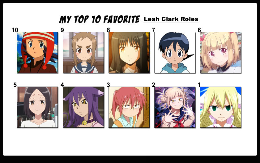 Top 10 Favorite Leah Clark Roles by FlameKnight219 on DeviantArt