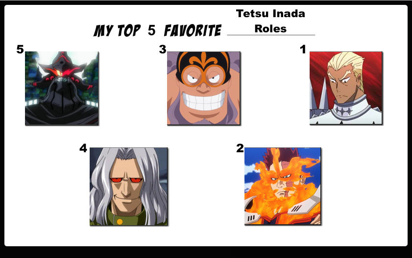 Top 5 Favorite Tetsu Inada Roles by FlameKnight219 on DeviantArt