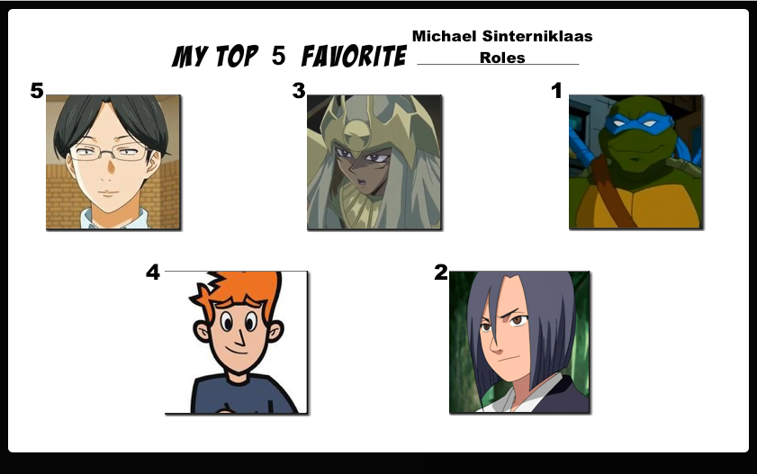 Top 5 Favorite Michael Sinterniklaas Roles by FlameKnight219 on