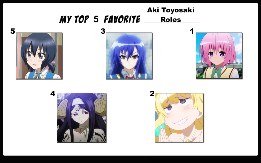 Top 5 Favorite Aki Toyosaki Roles