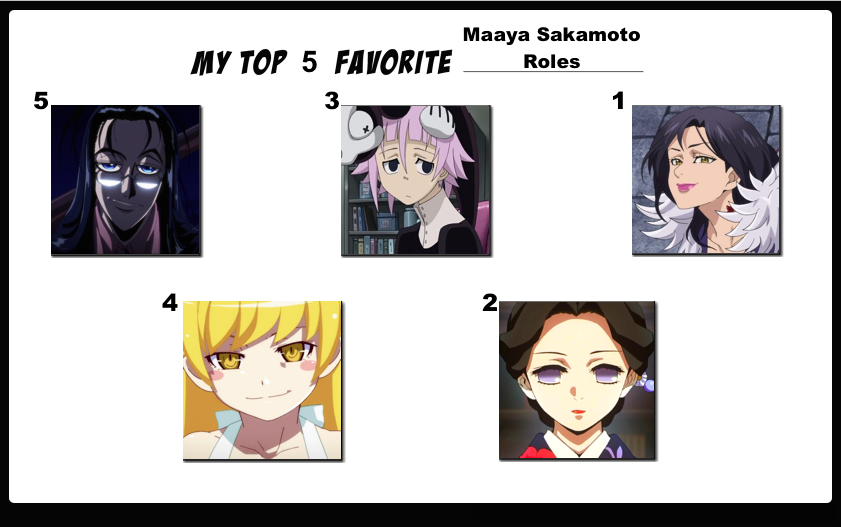 Top 5 Favorite Maaya Sakamoto Roles