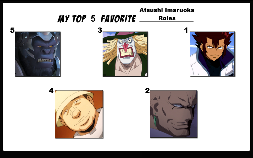 Top 5 Favorite Atsushi Imaruoka Roles
