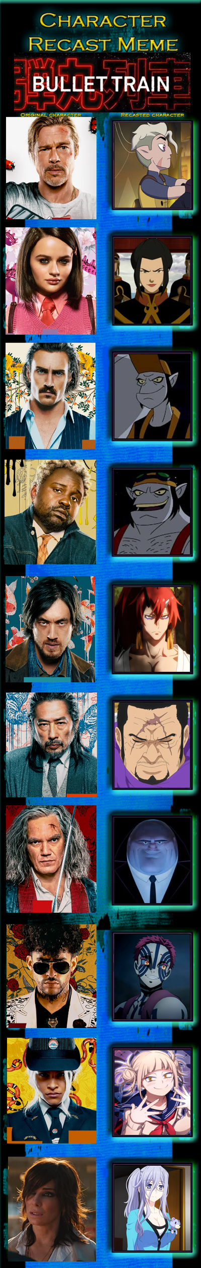 My Bullet Train Character Recast meme