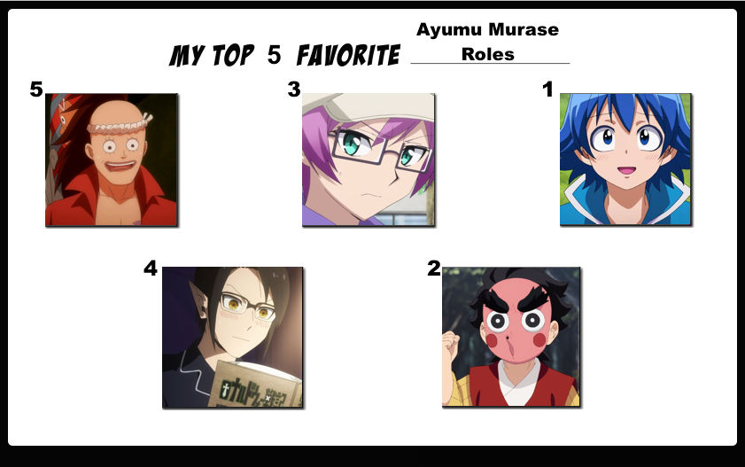 Murase Top 5 Favorite Ayumu Murase Roles by FlameKnight219 on DeviantArt