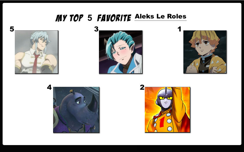 Aleks Le Roles Top 5 Favorite Aleks Le Roles by FlameKnight219 on DeviantArt