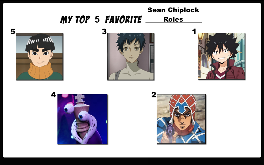 Top 5 Favorite Sean Chiplock Roles