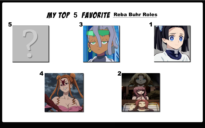 Top 5 Favorite Reba Buhr Roles (NDY)