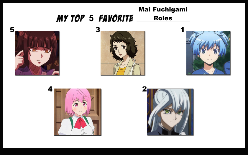 Top 5 Favorite Mai Fuchigami Roles