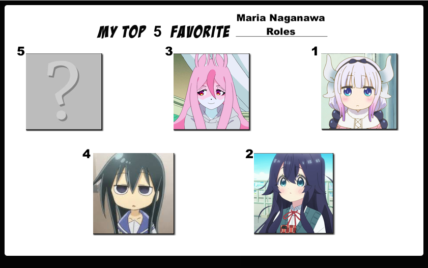 Top 5 Favorite Maria Naganawa Roles (NDY)