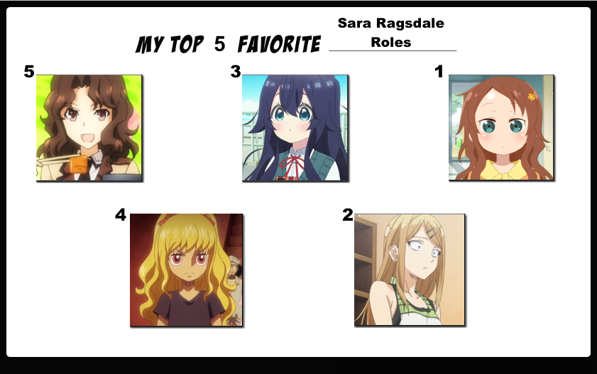 Top 5 Favorite Sara Ragsdale Roles