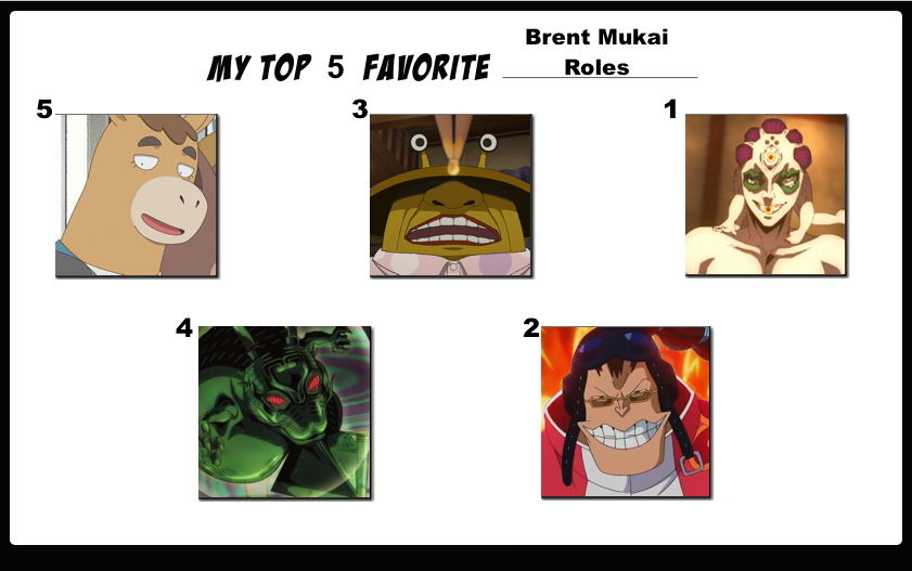 Top 5 Favorite Brent Mukai Roles