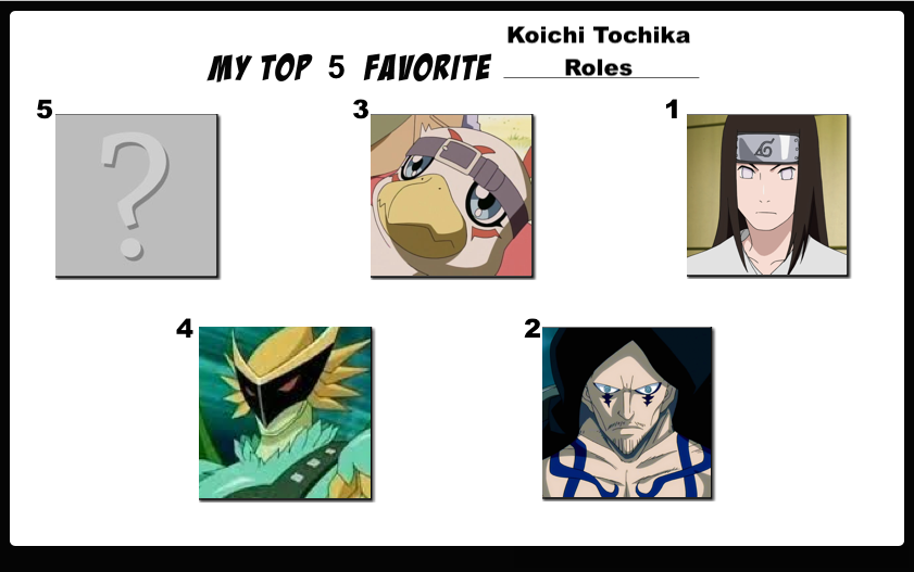 Top 5 Favorite Koichi Tochika Roles (NDY)