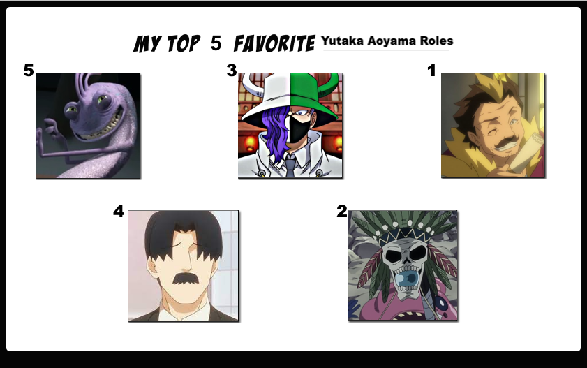 Top 5 Favorite Yutaka Aoyama Roles