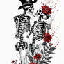 Floral Abstract Kissing Skeleton Lovers