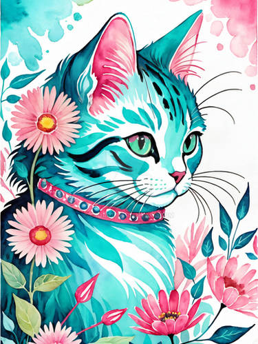 Floral Cat Painting (15)