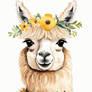 Baby Alpaca Wall Art Print With Floral Crown