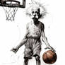 Albert Einstein playing basketball