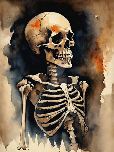 Vintage Halloween Gothic Skeleton Painting (16)