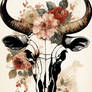 Vintage Boho Bull Skull Flowers Painting (10)