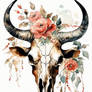 Vintage Boho Bull Skull Flowers Painting (13)