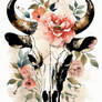 Vintage Boho Bull Skull Flowers Painting (27)