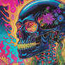 Neon Iridescent Skull Painting (14)