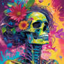 Neon Iridescent Skull Painting (2)