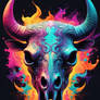 Floral Bull Skull Neon Iridescent Painting (25)