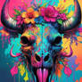 Floral Bull Skull Neon Iridescent Painting (32)