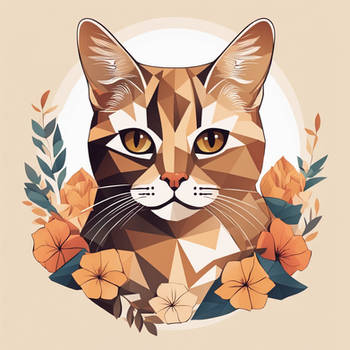 Cute Low Poly Floral Cat (1)