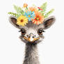 Floral Baby Ostrich Nursery Illustration (9)