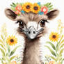 Floral Baby Ostrich Nursery Illustration (11)