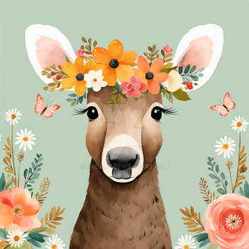 Floral Baby Moose Nursery Illustration (23)