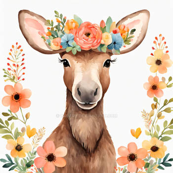 Floral Baby Moose Nursery Illustration (26)