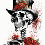 Floral Skeleton With Hat Ink Painting (8)