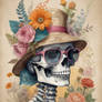 Vintage floral skeleton with hat and sunglasses (6