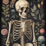 Botanical Skeleton Vintage Flowers Painting (80)