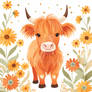 Floral Baby Highland Cow Nursery Illustration (25)