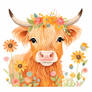 Floral Baby Highland Cow Nursery Illustration (31)