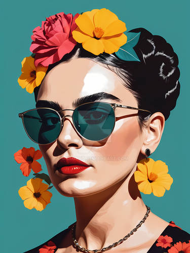 Frida Kahlo Floral Pop Art Portrait (5)