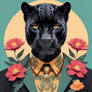 Floral Black Panther Portrait In A Suit (27)