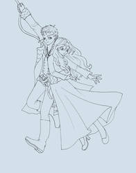 Hook and Emma - AU-lineart