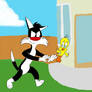 Sylvester Chases Tweety at the Backyard