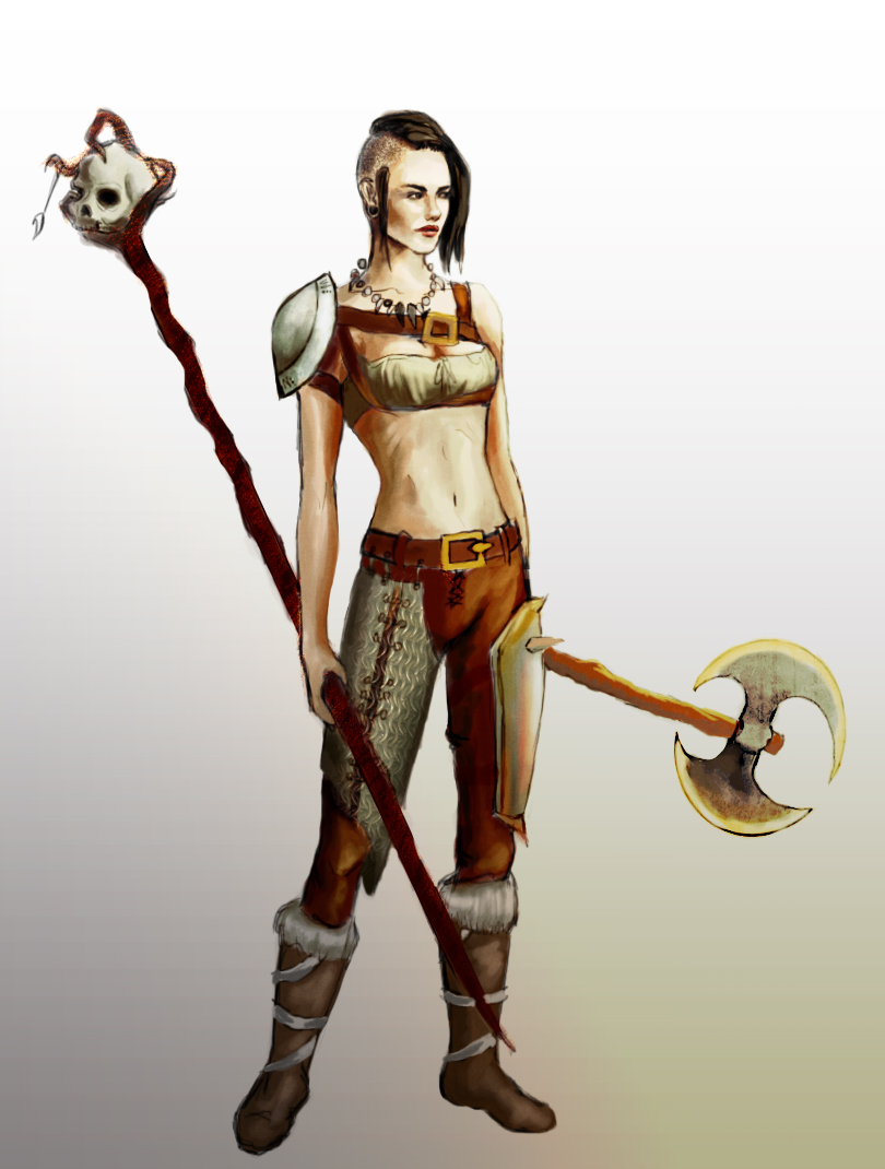 Barbarian battlemage girl