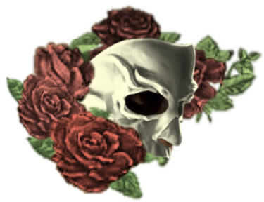 Phantom mask and roses (red+green)